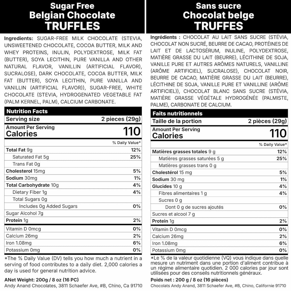 Andy Anand Sugar-Free Chef Collection Belgian Chocolate Truffles, 15 pc – 60% Cacao, Diabetic-Friendly, Birthday & Valentine's Gift Box